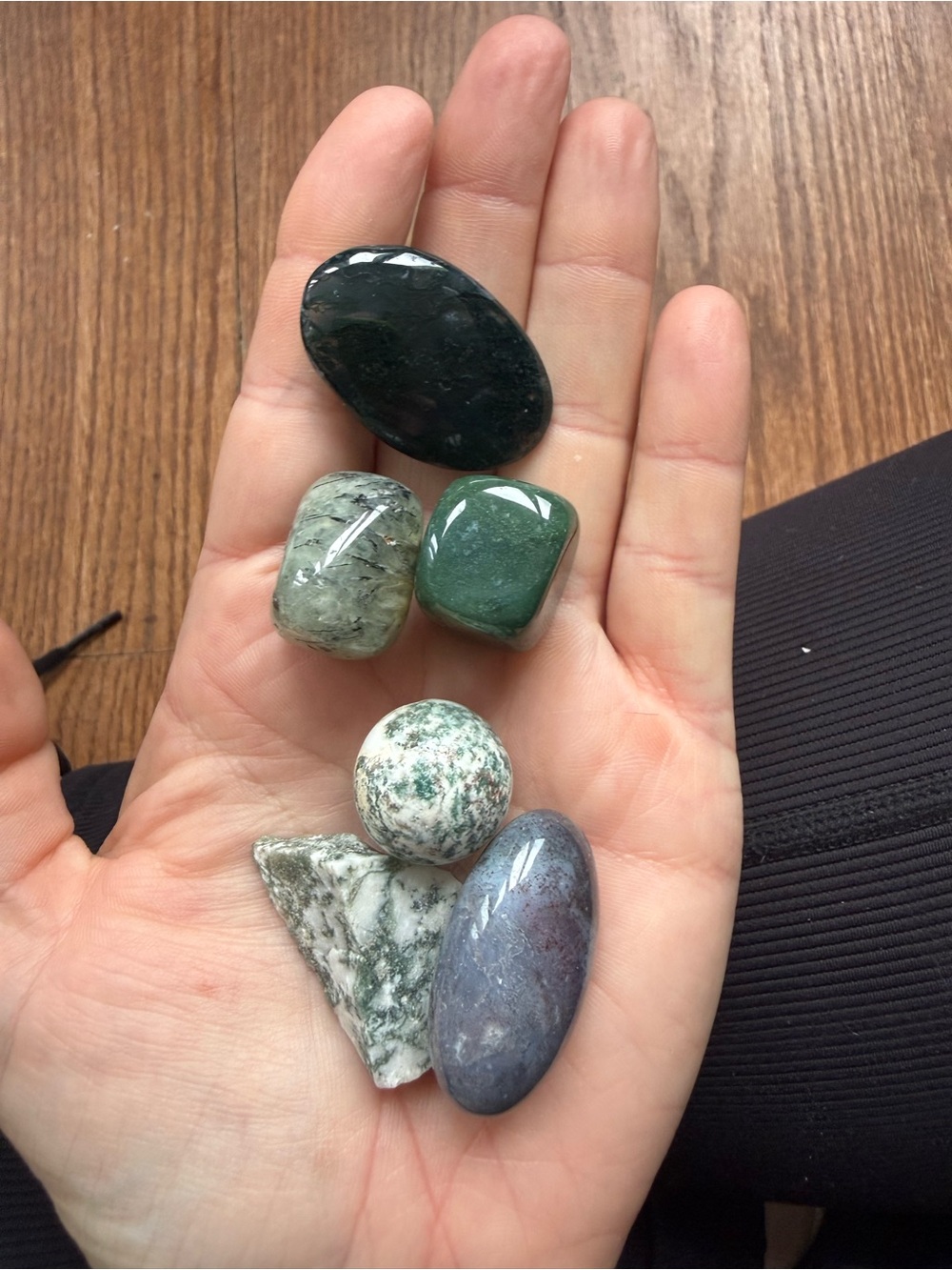 Crystal bundle - earthy green crystals (moss agates & prehnite)